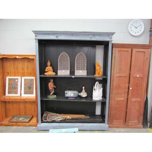 2275 - A substantial blue painted Continental bookcase, flat packs for transport 234 x 175cm       (E) £60-... 