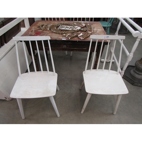 2294 - Four painted stick back dining chairs