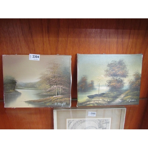 2304 - A small pair of lose oil on canvases riverscapes    (E) £15-25