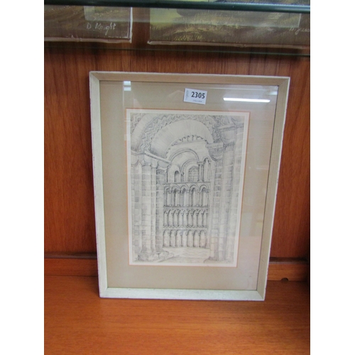 2305 - OWEN REES 1967:  A pen and ink sketch of Ely Cathedral          (E) £25-40