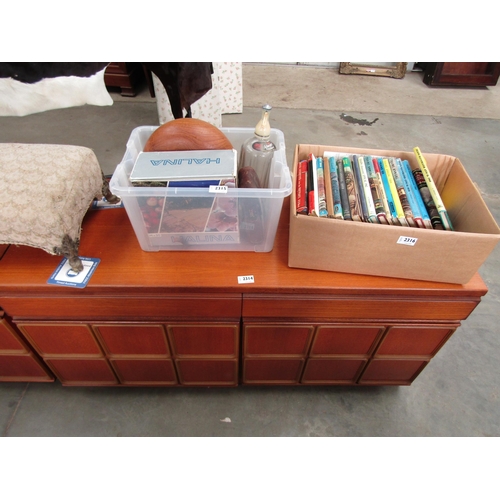 2314 - A 1970's teak McKintosh two drawer, two door side cupboard