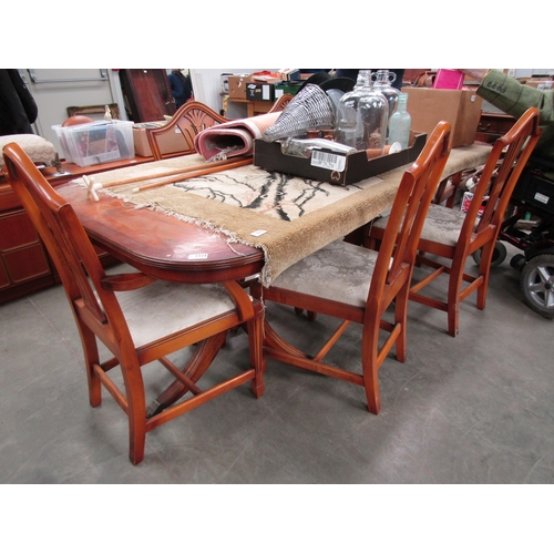 2324 - A yew wood extending table on ball and claw feet with 6 (4+2) dining chairs      (E) £10-15