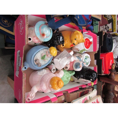 2334 - A box of novelty tea pots (11)