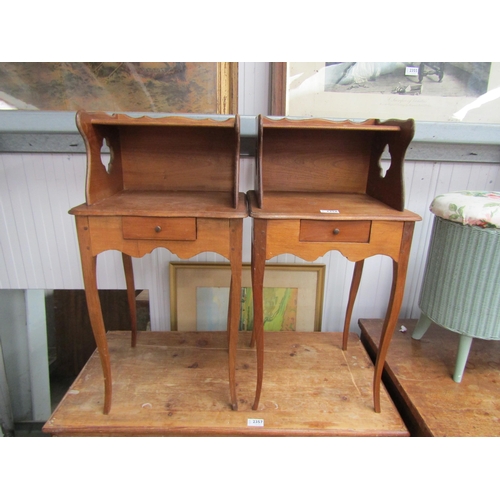 2356 - A pair of French fruitwood beside cabinets, shelf above single drawer