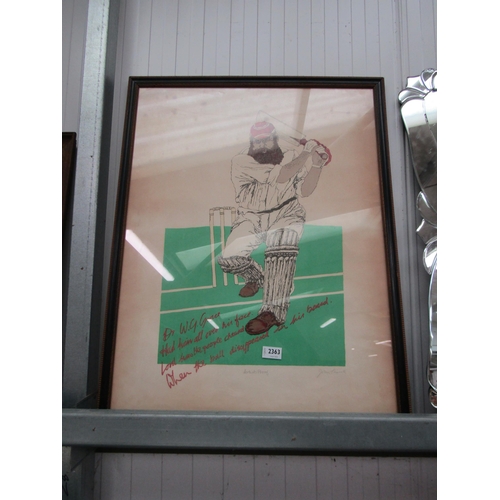 2363 - Artist proof of W G Grace pencil signed