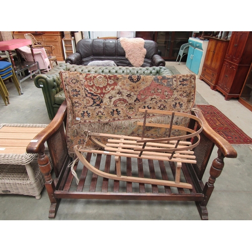 2383 - An oak, bergère sided easy sofa frame       (R) £15