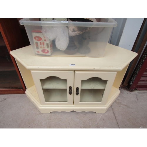 2409 - A cream painted corner TV unit