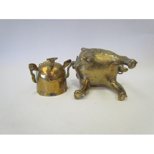 1356 - An Oriental brass Quilin style censer, 16cm high