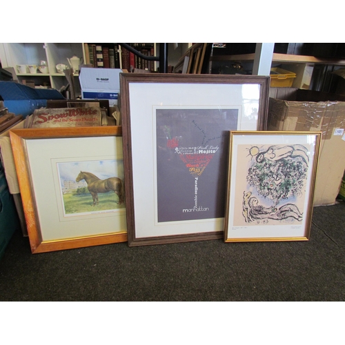 1511 - A box of ten framed prints, various subjects, and a modern art painting (11)     (E) £50-100