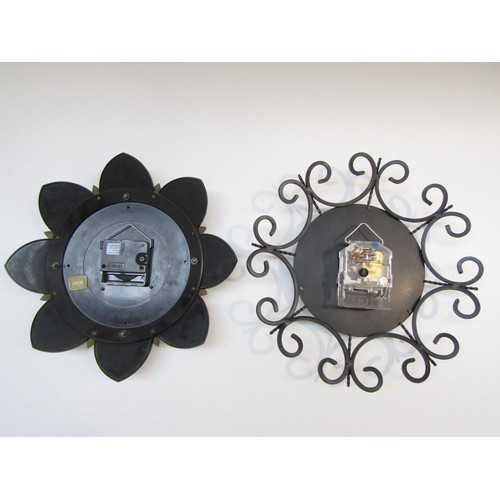 4068 - A Japy wall clock, metal surround, 28cm diameter, and a Metamec wall clock, 29cm diameter (2)