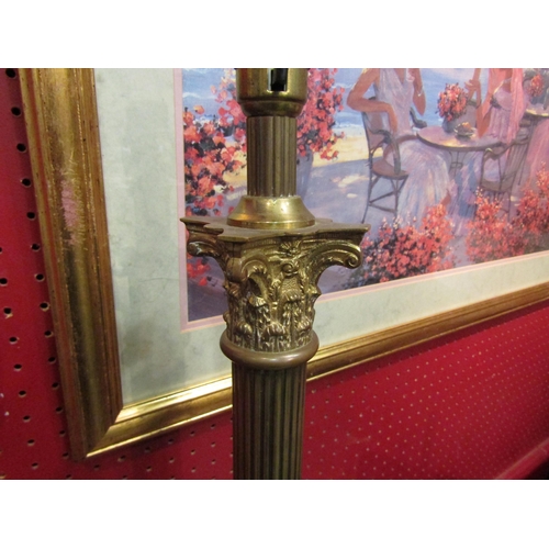 4037 - Two Edwardian brass Corinthian column table lamp bases, tallest 51cm     (R) £80