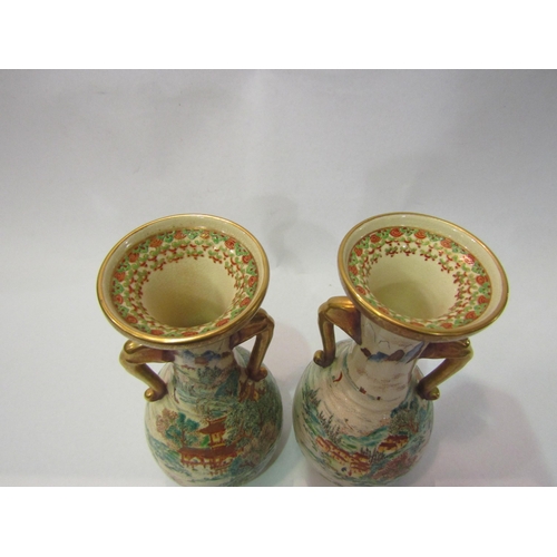 4050 - A pair of Victorian Satsuma vases, 16.5cm tall        (R) £80  (E) £80-120