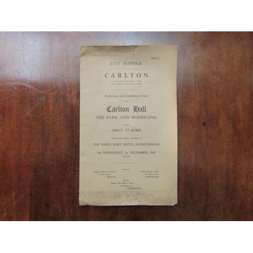 4078 - (Suffolk) Sale particulars of Carlton Hall, park and woodland, approximately 117 acres, 1st December... 