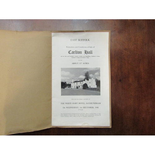 4078 - (Suffolk) Sale particulars of Carlton Hall, park and woodland, approximately 117 acres, 1st December... 