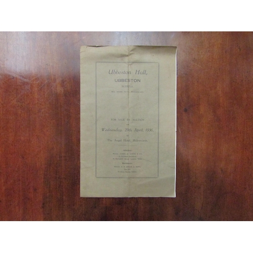 (Suffolk) Sale particulars for Ubbeston Hall, Ubberston, Suffolk, near Halesworth, 29th April 1936,