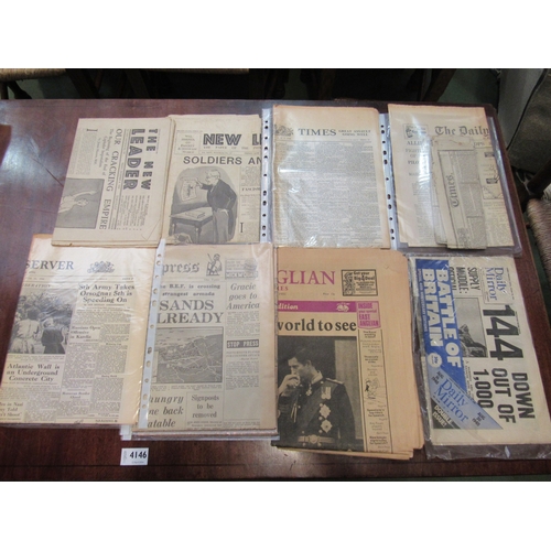 4456 - A quantity of WW2 related and other newspapers, including D-Day landings etc.