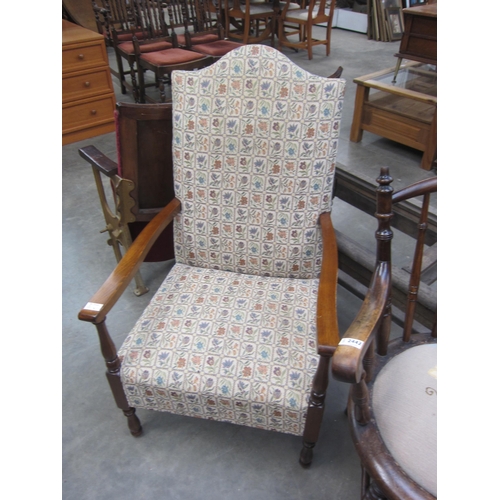 2442 - A 1940's armchair with foliate upholstery, together with a penny seated chair (2)