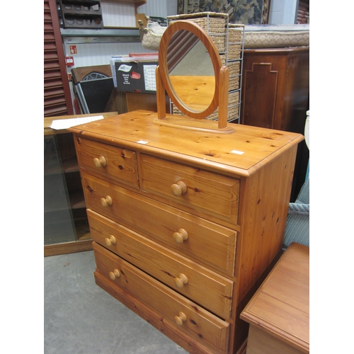 2446 - A modern pine chest of two short over three long drawers, plinth base