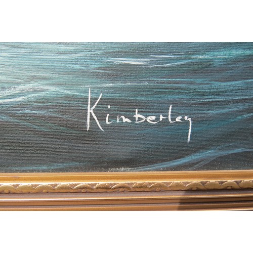 6063 - KIMBERLEY (XX) A framed large oil on canvas depicting the Brigantine 'Pheonix'. Signed bottom right ... 