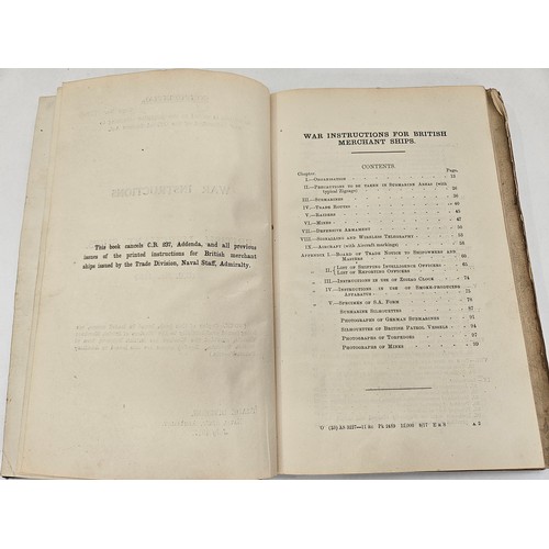 8165 - CONFIDENTIAL 'WAR INSTRUCTIONS FOR BRITISH MERCHANT SHIPS', AUGUST 1917: A rare copy of the Admiralt... 