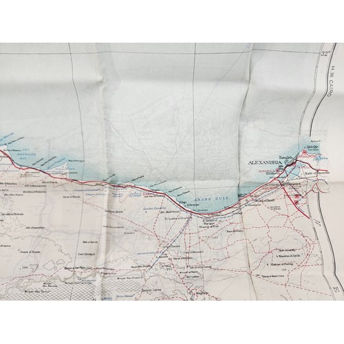 8163 - A post-war silk escape map, Alexandria-Tobruch, revised 1952