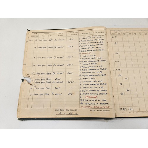 8546 - A WWII RAF logbook to Spitfire pilot F/LT. J. STOCKDEN. Training from March 1942 on Tiger Moths and ... 