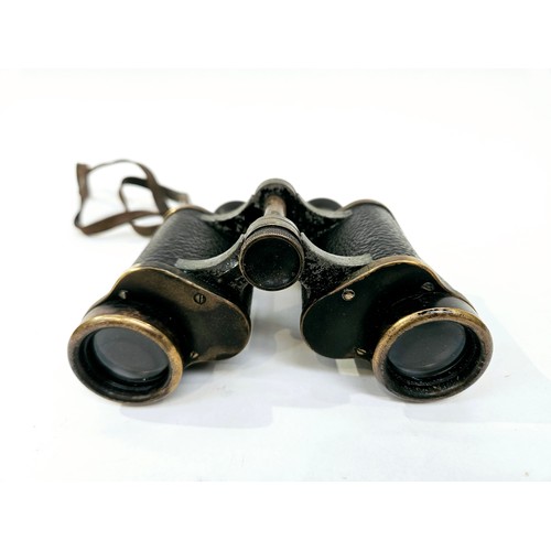 8230 - A pair of WWI era Imperial German binoculars by Zeiss, stamped with M (Marine) and crown, together w... 