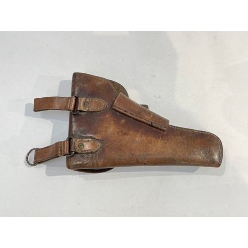 8215 - A brown leather pistol holster, circa WWII, some stitching a/f