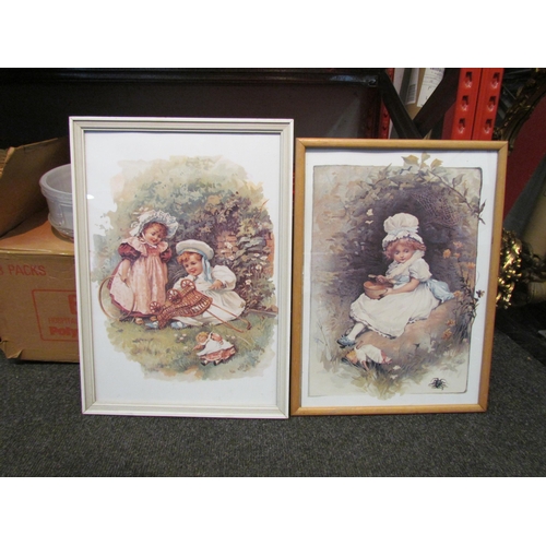 1163 - Four framed colour posters of Victorian children at play, 