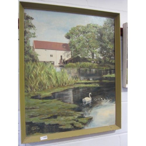 1239 - GEORGE TAYLOR: Two oils on board, Pakenham Water Mill '88 and Mosedale, Lake District '82.   Both si... 