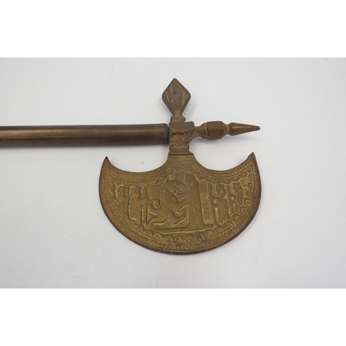 1135 - A brass re-enactment axe, 59cm long  (R)  £0