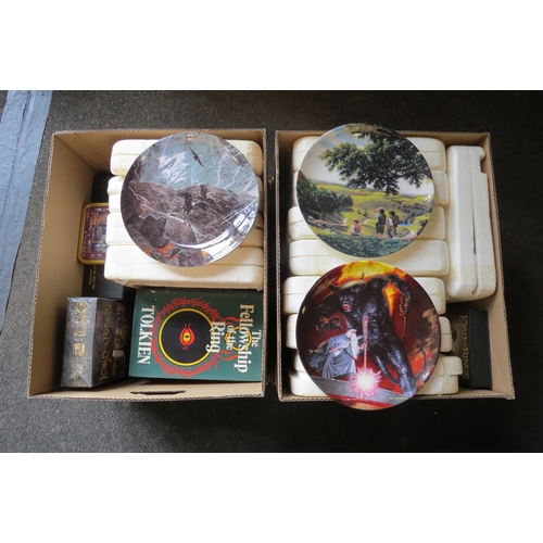 1157 - Two boxes containing Lord of the Rings memorabilia including twelve Danbury Mint plates with certifi... 