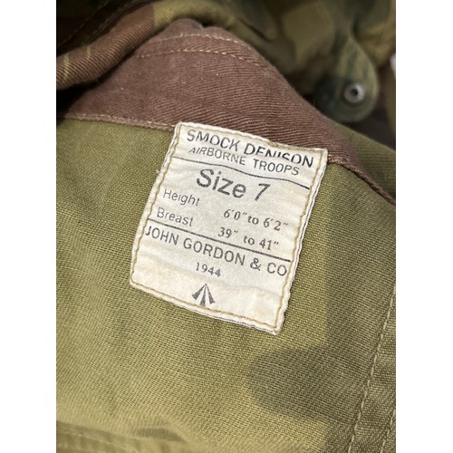 8001 - A WWII Airborne Division Denison Smock by John Gordon & Co., dated 1944, size 7, half-zip, camouflag... 