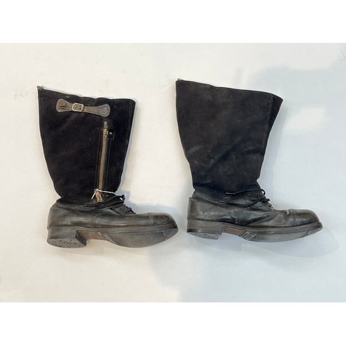 8007 - A pair of WWII British RAF flying boots “escape boots”, black leather and suede, the lower shoe sect... 