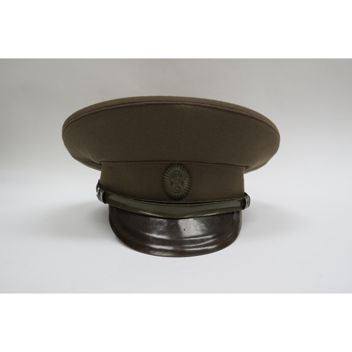 8127 - Four USSR Russian Soviet peaked visor caps including Army Officer (dark green with red band and red ... 