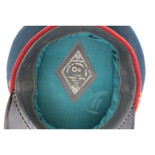 8127 - Four USSR Russian Soviet peaked visor caps including Army Officer (dark green with red band and red ... 