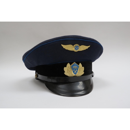 8128 - Four USSR Russian Soviet peaked visor caps: Border Guard (green with red piping), Air Force (blue wi... 