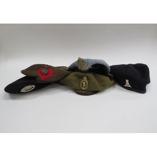 8143 - Five various berets with badges including Pioneer Labour Corps, George Crown Military Police, Royal ... 