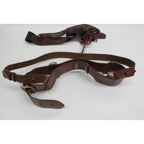 8145 - An Edwardian officer's sword belt with officer's Sam Browne belt with cross strap  (C)