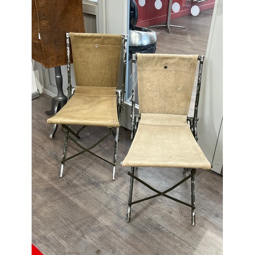 8085 - Two 1950’s British Korean War era canvas and metal folding chairs