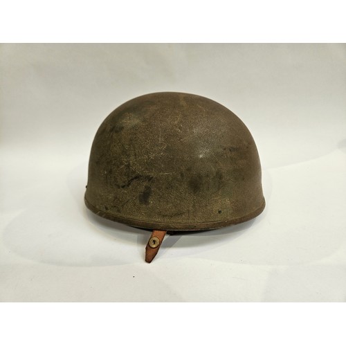 8105 - An original WWII 1942 dated British Army Despatch Rider / Airborne pattern steel motorcycle helmet, ... 