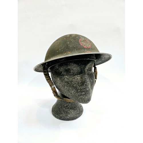 8104 - A WWII British helmet, the shell dated 1939 and liner 1938, with traces of original 'AFS IPSWICH' pa... 