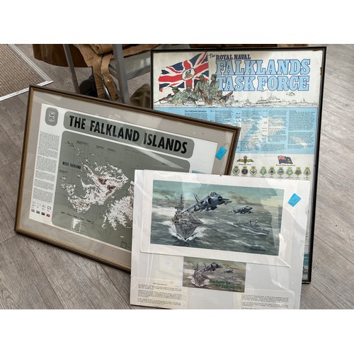 8092 - A quantity of Falklands related items including map of Island, first day covers, a kitbag which belo... 