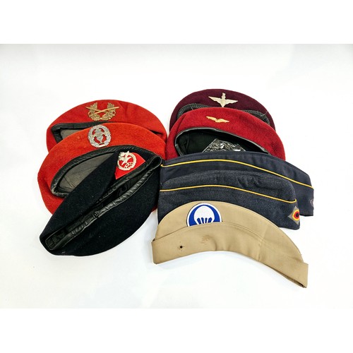 8113 - Five berets including Para Regiment, Army Air Corps, German Army Combat Engineers and Cavalry and Fr... 