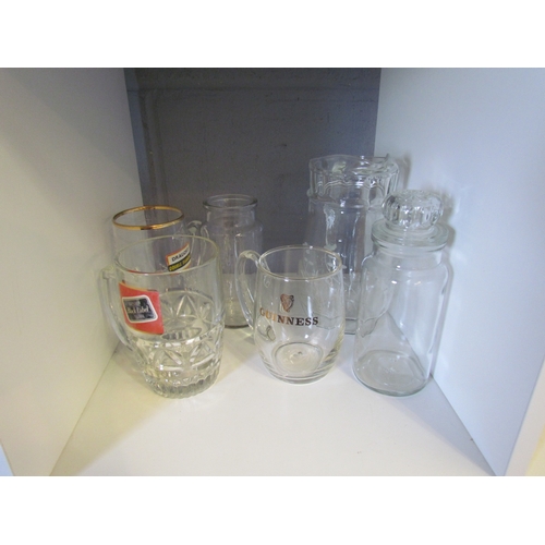 1203 - Miscellaneous glassware to include beer tankards, Waterford crystal miniature timepiece, Edinburgh c... 