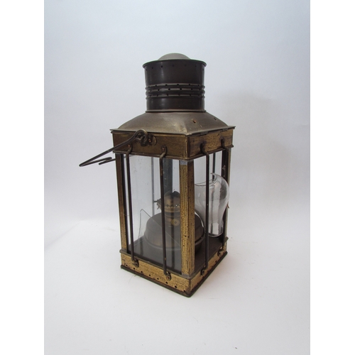 1221 - A late 19th Century brass lantern, 37cm tall, a/f  (R)  £40