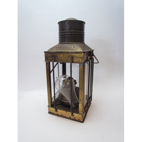 1221 - A late 19th Century brass lantern, 37cm tall, a/f  (R)  £40