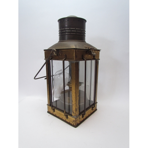 1221 - A late 19th Century brass lantern, 37cm tall, a/f  (R)  £40