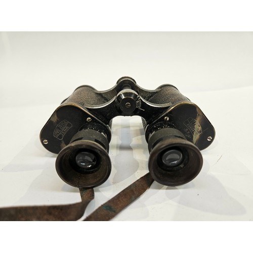 8236 - A pair of WWI era Carl Zeiss Telact 8x binoculars, marked with initials H.H.P., together with a brow... 