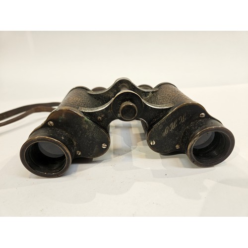 8236 - A pair of WWI era Carl Zeiss Telact 8x binoculars, marked with initials H.H.P., together with a brow... 